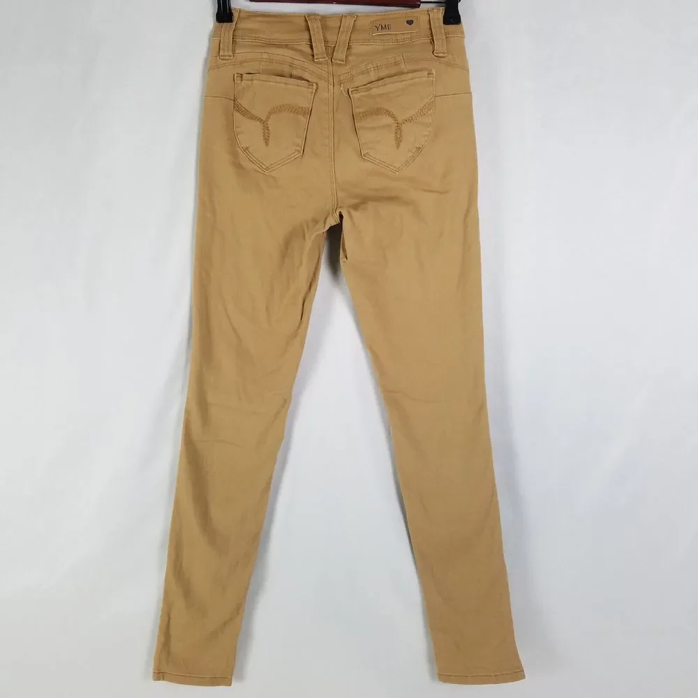 YMI Jeans‎ Juniors 3 Brown Low Rise Womens Distressed Skinny Leg Denim